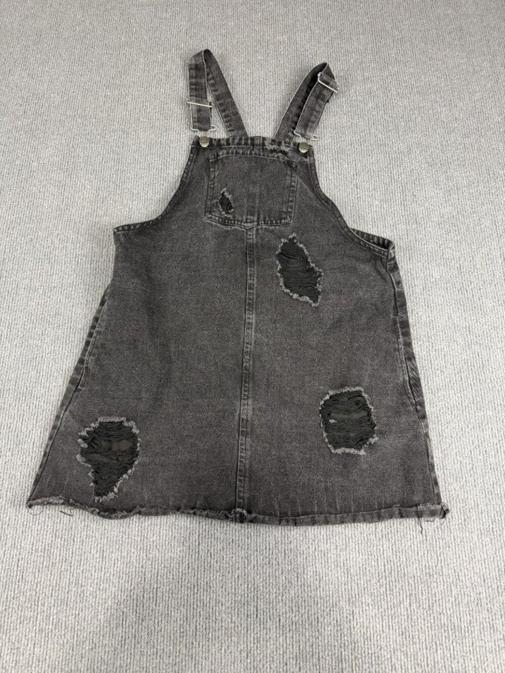 Highway Jeans Women Black Denim Overall Dress Size L Distressed